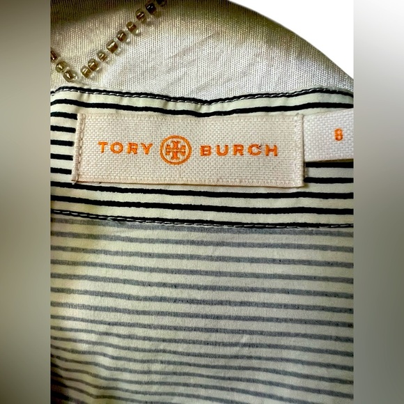 Tory Burch Striped Top in Navy and Cream - Picture 7 of 9